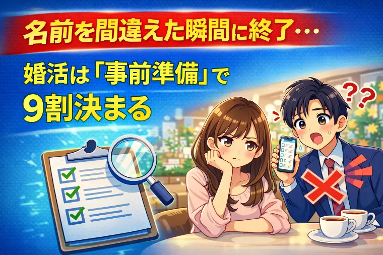 名前を間違えた瞬間に終了。。。婚活は事前準備で９割決まる