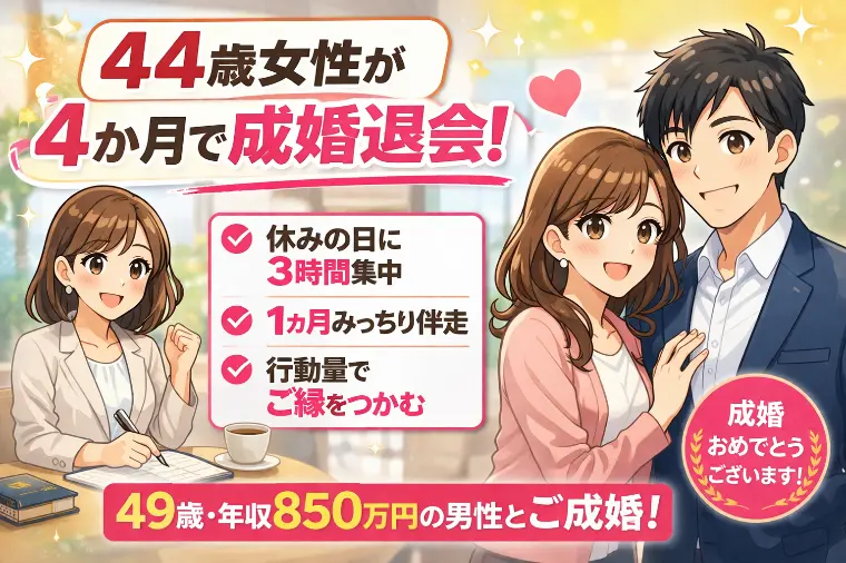 44歳女性が4か月で成婚した理由｜行動量がご縁を変えた！