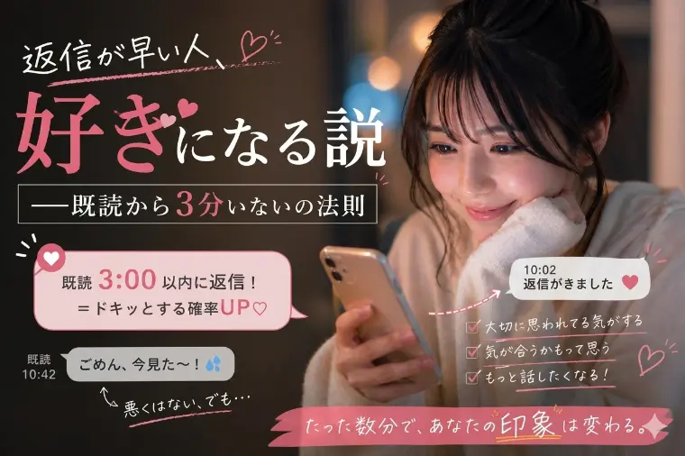 結婚相談所Aira Marie「「返信が早い人、好きになる説」. 既読から3分以内の法則」-1