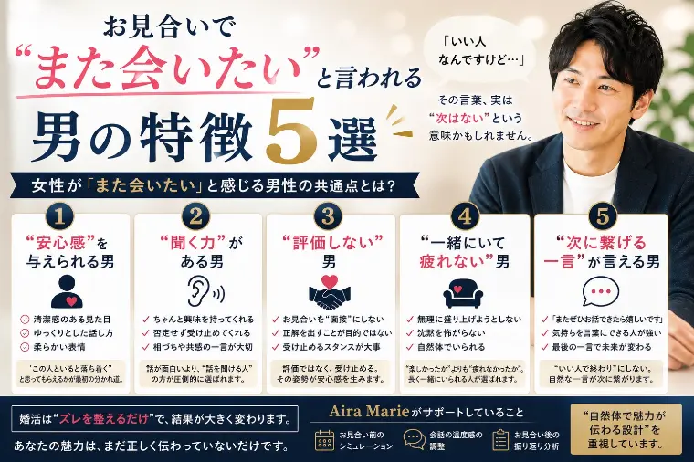 お見合いで“また会いたい”と言われる男の特徴5選