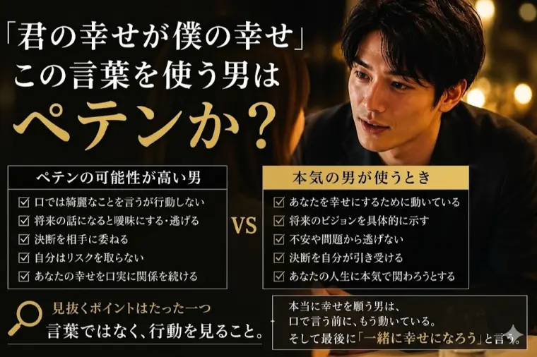 君の幸せが僕の幸せ この言葉を使う男はペテンか