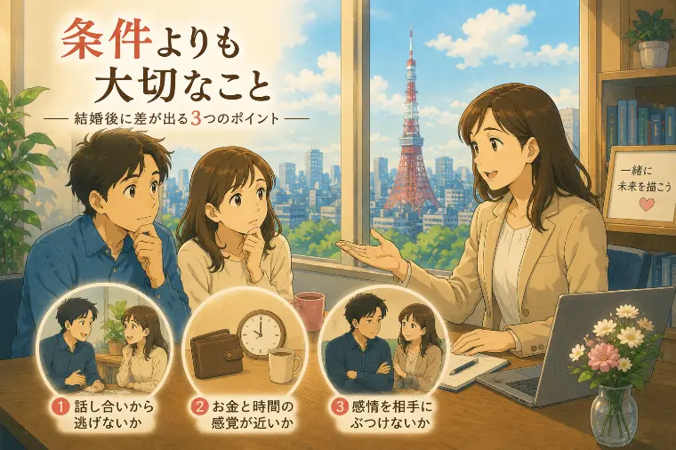 条件よりも見るべき3つのこと｜結婚後に差が出るポイント