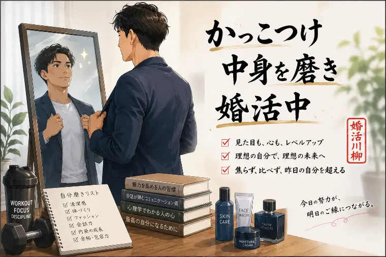 婚活川柳【第78回】かっこつけ中身を磨き婚活中