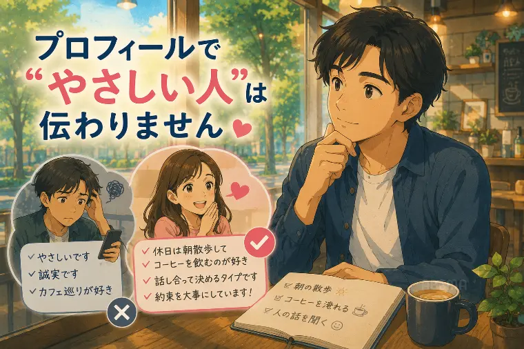 プロフィールで“やさしい人”は伝わりません。