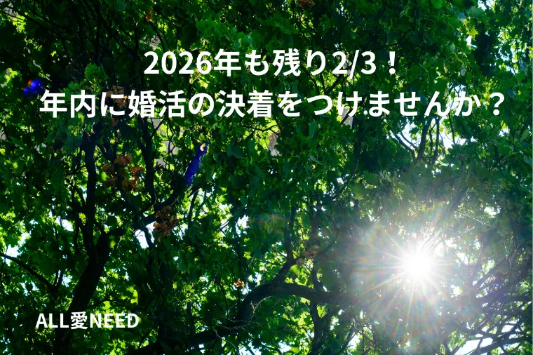 2026年も残り2/3！年内に婚活の決着をつけませんか？