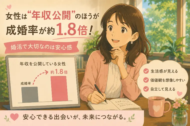 女性は“年収公開”のほうが成婚率が約1.8倍