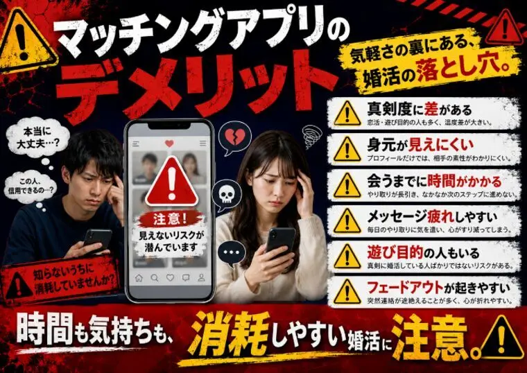 マッチングアプリで疲れた人へ。身元も結婚意思も見えない出