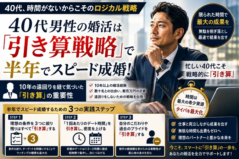 仕事と両立！40代男性が半年でスピード成婚する引き算戦略