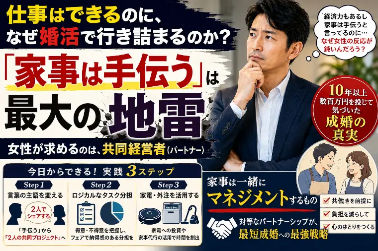 家事は手伝うは地雷？共働き婚活で勝つ40代男性の提示方法