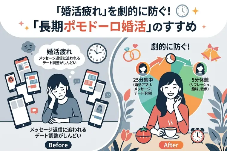 「婚活疲れ」を劇的に防ぐ！「長期ポモドーロ婚活」のすすめ