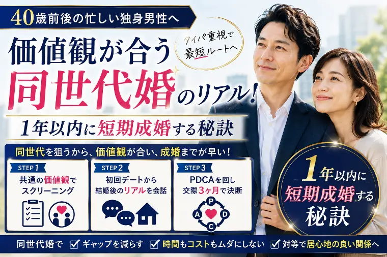 価値観が合う同世代婚のリアル！1年以内に短期成婚する秘訣