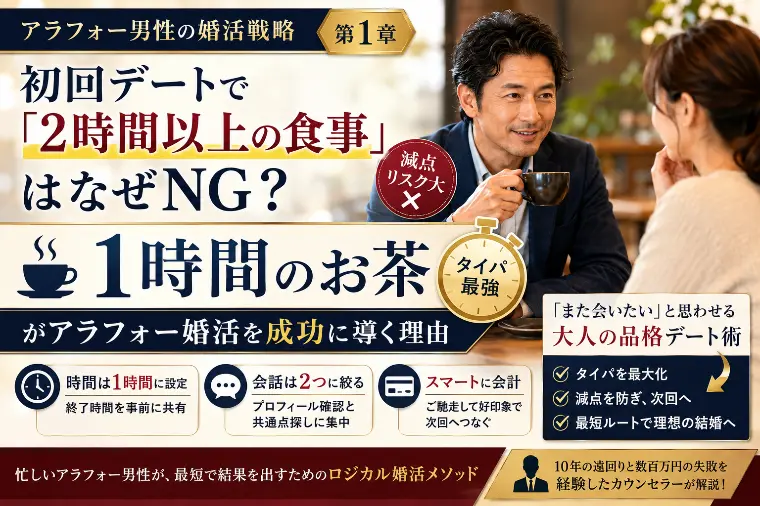 初回は1時間お茶が正解！40代の減点されないデート術