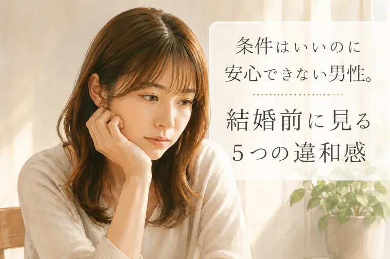 条件はいいのに安心できない男性。結婚前に見る５つの違和感