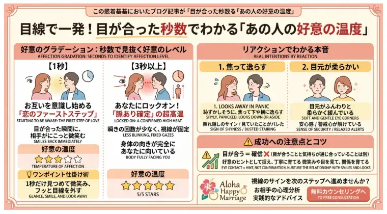アロハハッピーマリッジ「目線で一発！目が合った秒数でわかる「あの人の好意の温度」」- 2