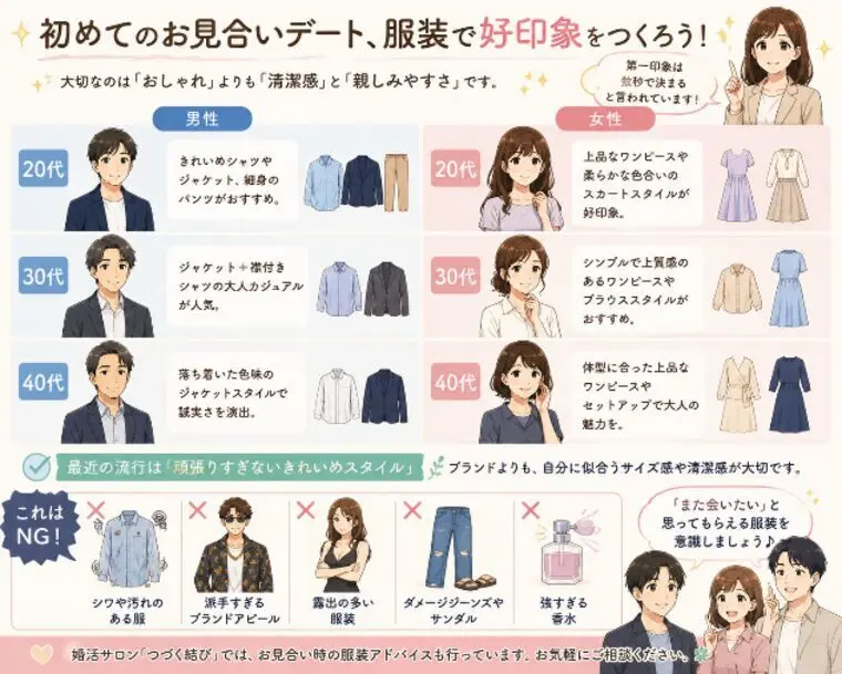 初めてのお見合いデート、服装で好印象をつくろう！
