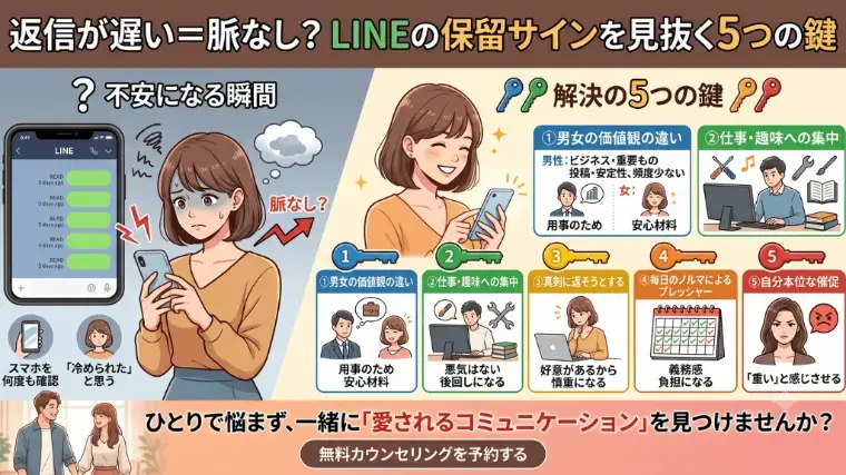 アロハハッピーマリッジ「返信が遅い＝脈なし？LINEの保留サインを見抜く5つの鍵」- 2