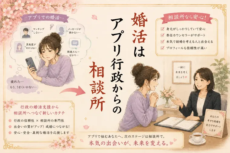 婚活川柳 第109回 婚活は アプリ行政からの 相談所 