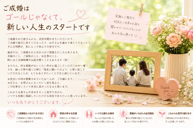 ご成婚は新しいスタートでもあります。💛