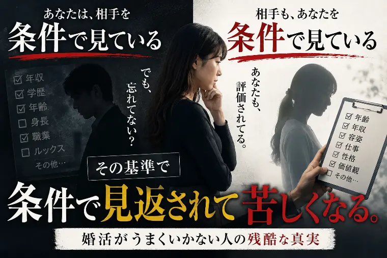 条件で相手を見ている人ほど、条件で見返されて苦しくなる