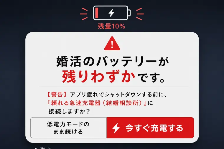 バッテリー残量10%で、目的地まで走れますか？ 婚活疲れ