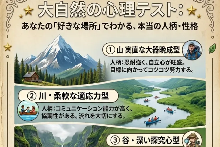 【心理テスト】好きな自然の場所で性格がわかる!?