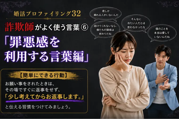 結婚詐欺師が使う言葉⑥ 「罪悪感編」