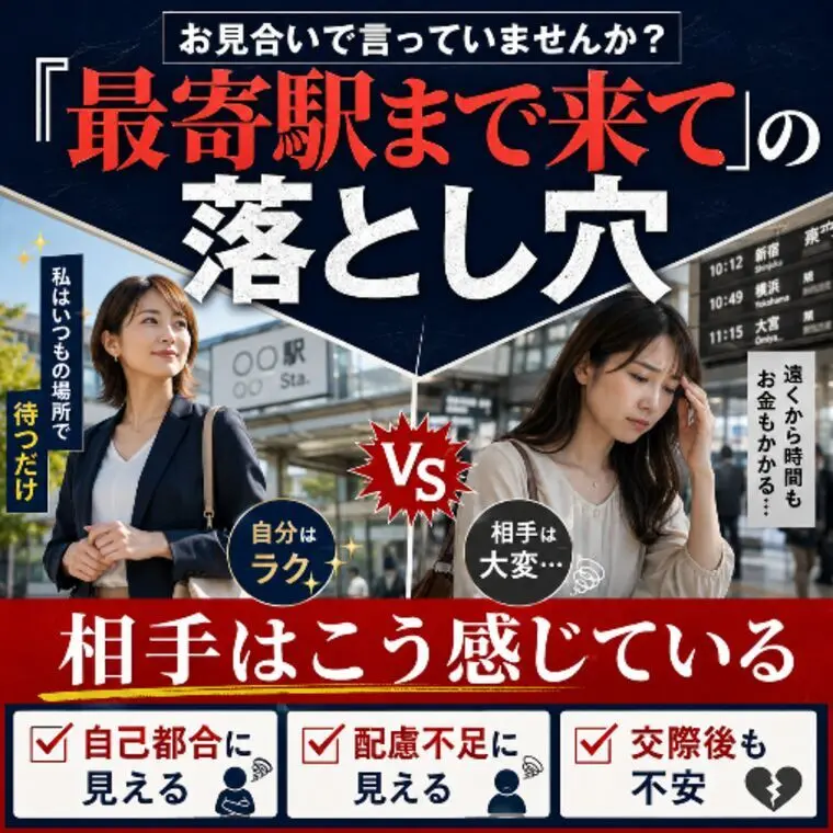お見合い場所は「私の最寄駅に来て」相手に与える印象