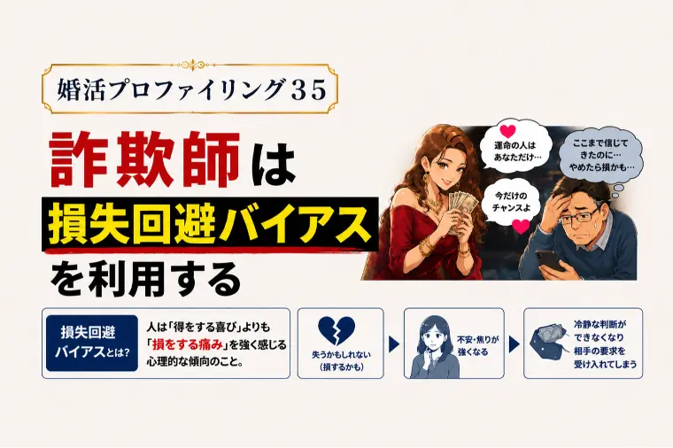 結婚詐欺師は損失回避〇○○〇を利用する