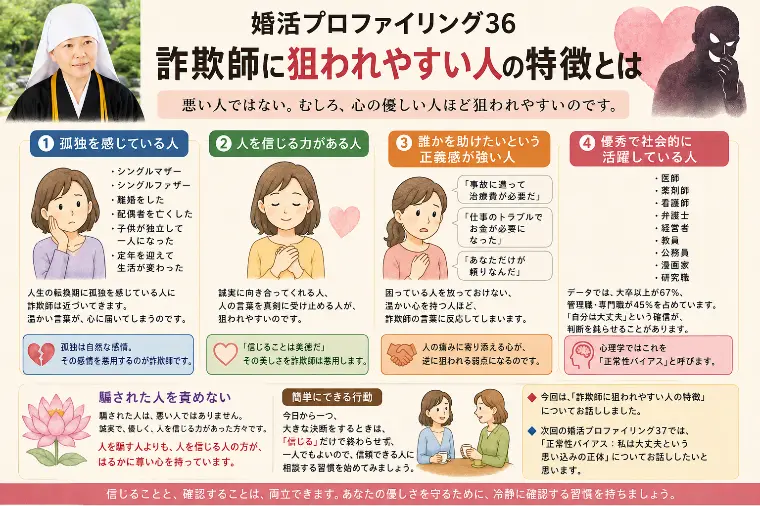 結婚詐欺師・ロマンス詐欺に狙われやすい人の特徴