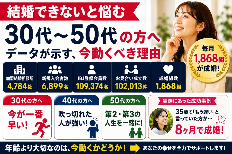 結婚できないと悩む30代～50代の方へ