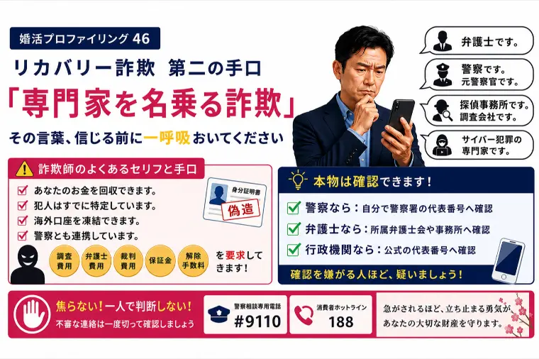 リカバリー詐欺 「専門家を名乗る詐欺」【婚プロ46】