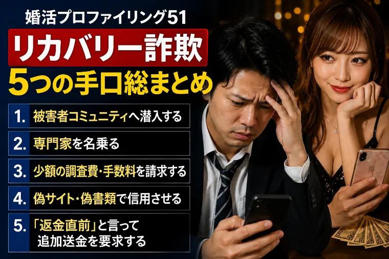 リカバリー詐欺5つの手口総まとめ【婚プロ５１】