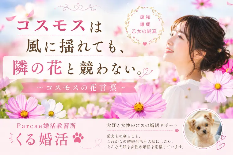 コスモスは風に揺れても、隣の花と競わない。 