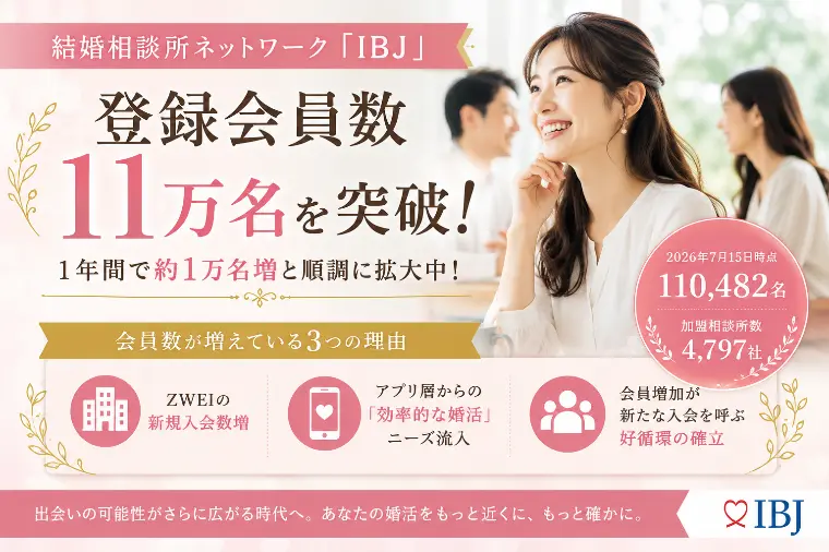 IBJ登録会員数11万人突破！結婚相談所を選ぶ人増加理由