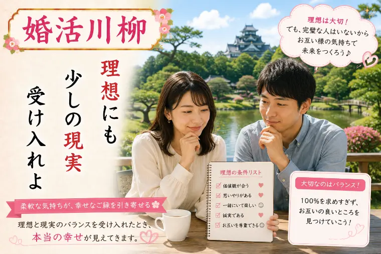 婚活川柳 第153回 理想にも 少しの現実 受け入れよ