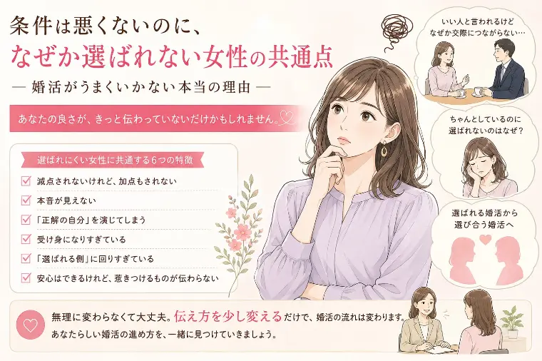 条件は悪くないのに、なぜか選ばれない女性の共通点