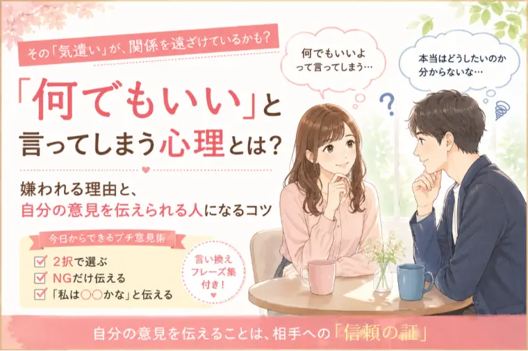 「何でもいい」が婚活で嫌われる本当の理由