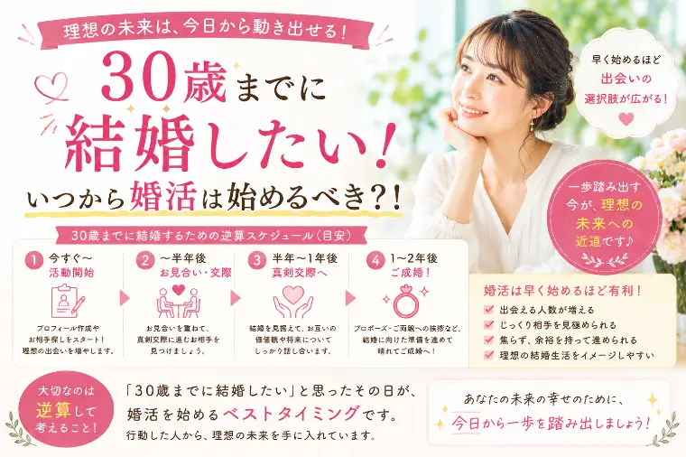 30歳までに結婚したい！婚活を始めるべきタイミングは？