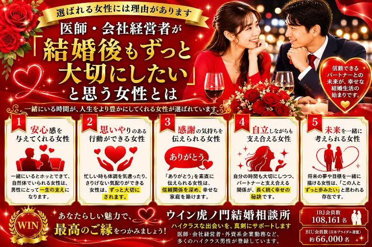 # 医師・会社経営者が「結婚後もずっと大切にしたい」女性