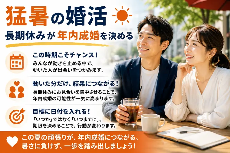 猛暑の婚活｜長期休みが年内成婚を決める