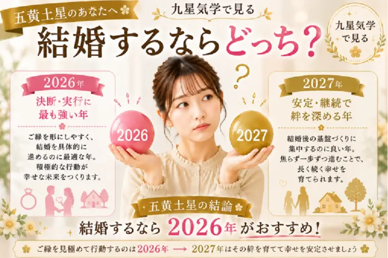  五黄土星｜2026年と2027年、結婚するならどっち？