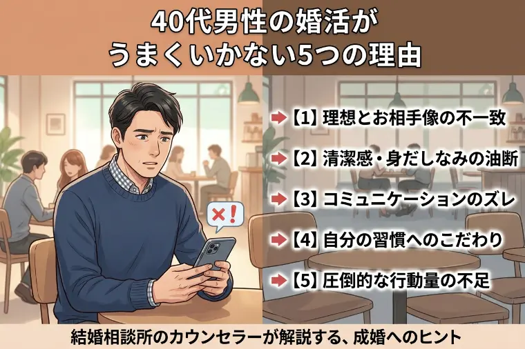 40代男性の婚活がうまくいかない5つの理由