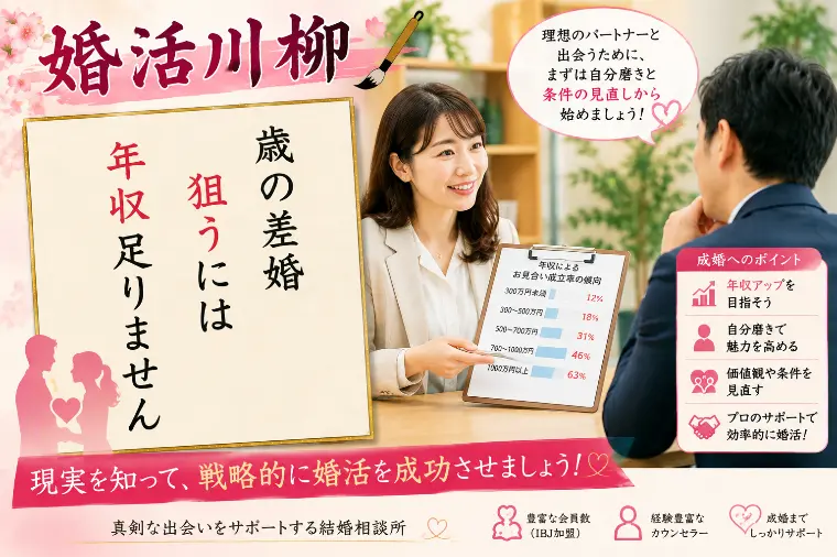 婚活川柳 第180回 歳の差婚 狙うには年収 足りません