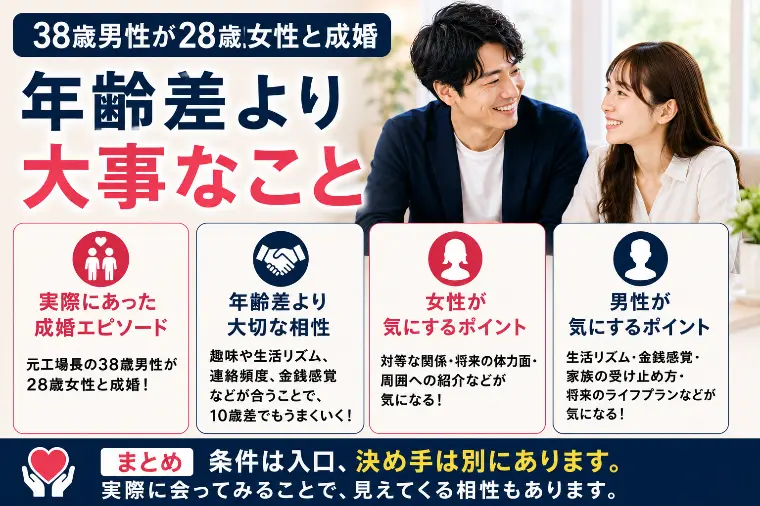 38歳男性が28歳女性と成婚｜年齢差より大事なこと