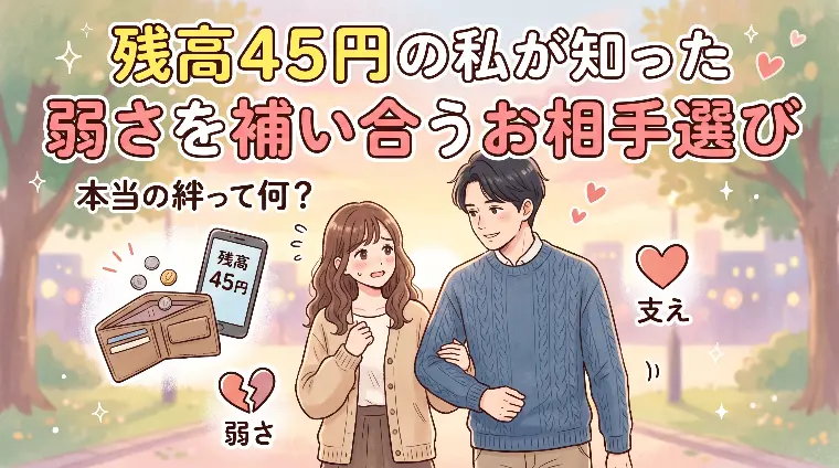 残高４５円の私が知った弱さを補い合うお相手選び