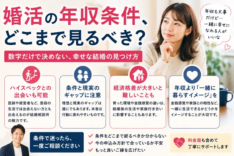 婚活の年収条件、どこまで見るべき？