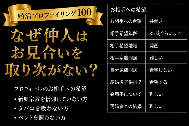 なぜ仲人はお見合いを取り次がない？【婚プロ100】
