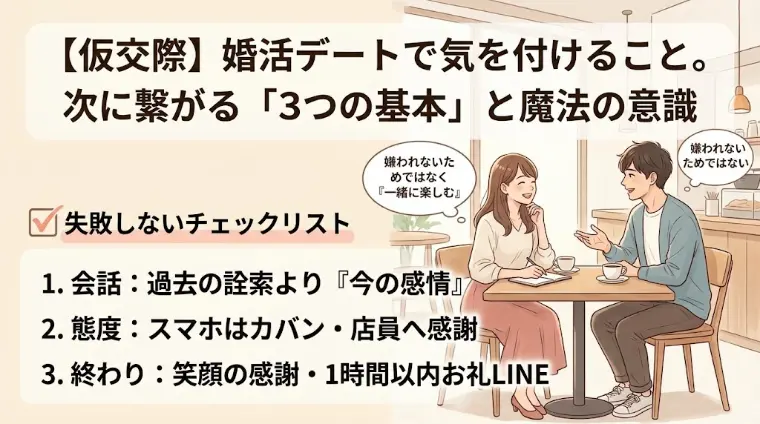 婚活デート。次に繋がる「3つの基本」と魔法の意識。