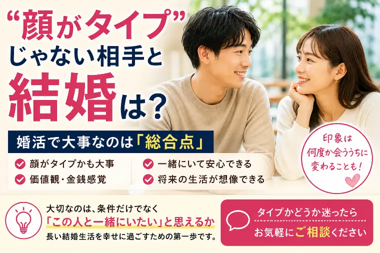 顔がタイプじゃない相手と結婚は？