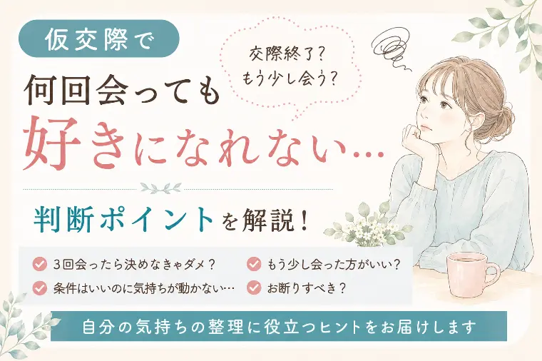 仮交際で何回会っても好きになれない…交際終了？どうする？